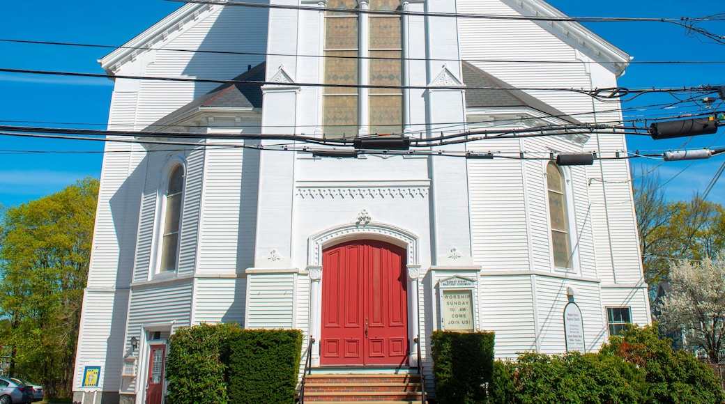 Market Street Baptist Church at 37 Market Street in historic city center of Amesbury, Massachusetts MA, USA.