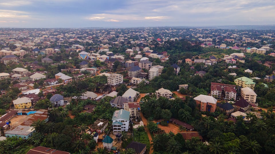 An aerial shot of the city of Nnewi, Anambra