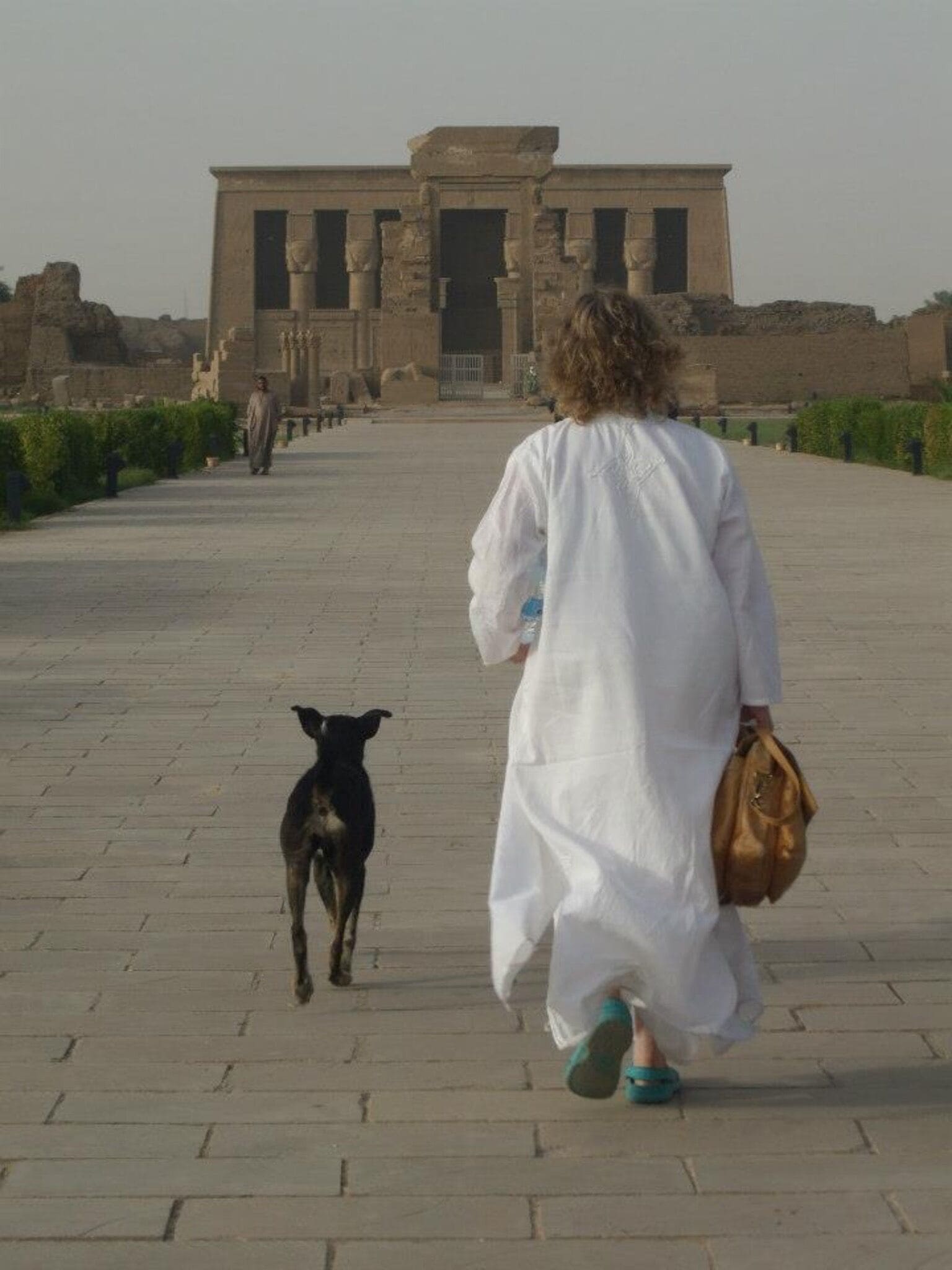 Lynette approaching Hathor Temple with a new friend.