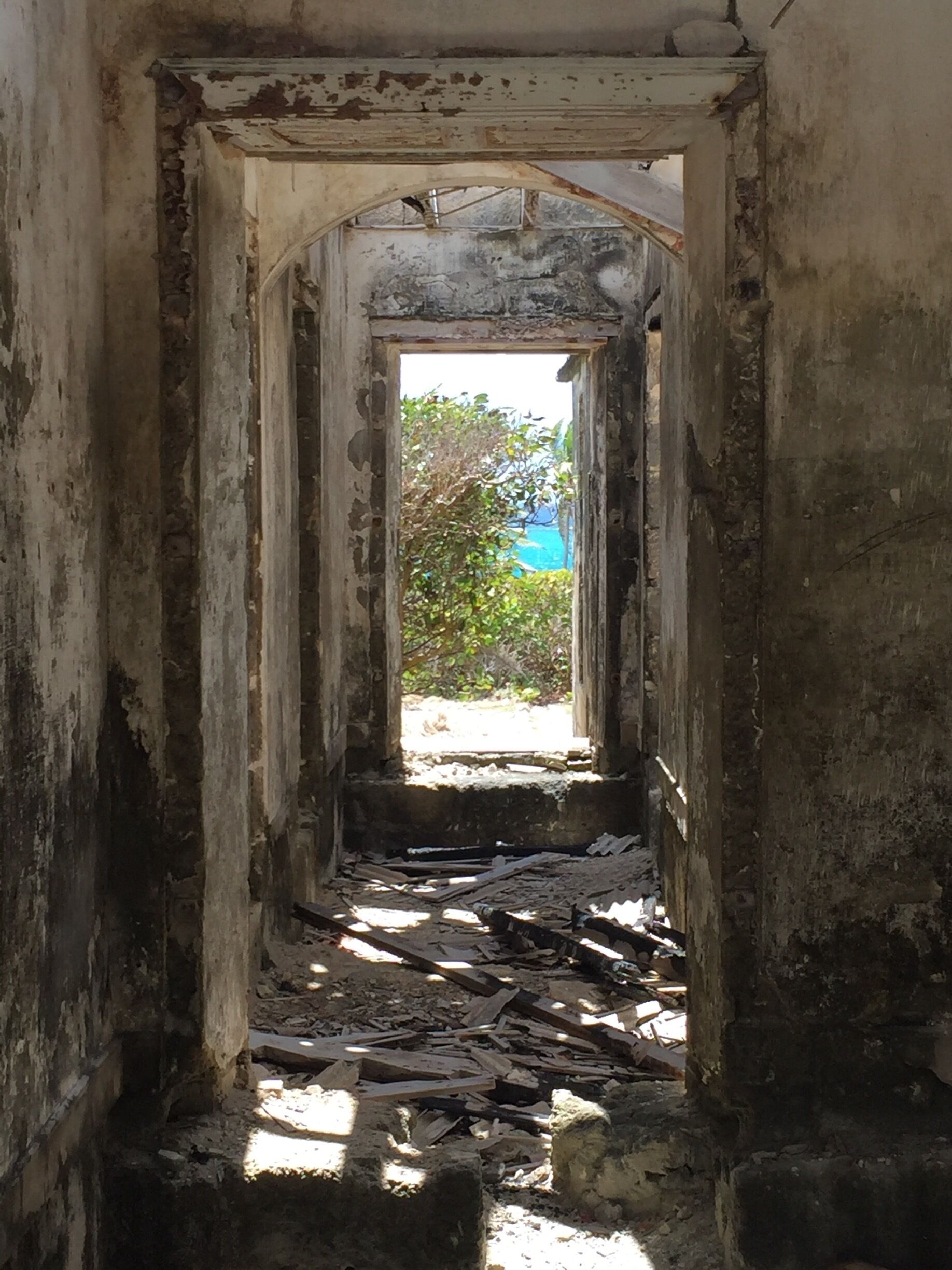 Looking down the hallway.