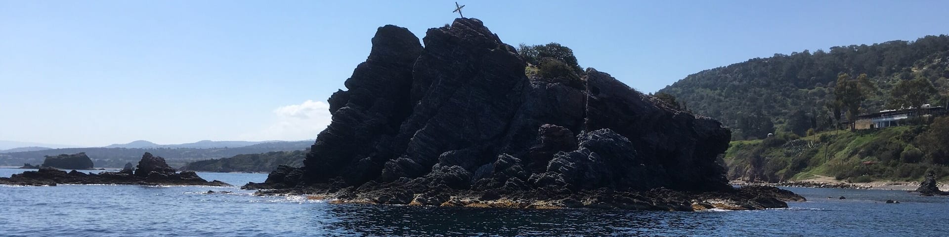 Aphrodite rocks from motor boat near neo chorizo