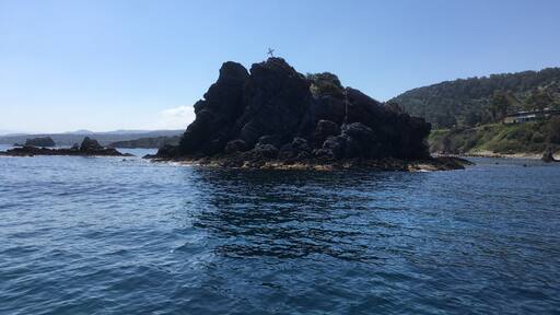 Aphrodite rocks from motor boat near neo chorizo