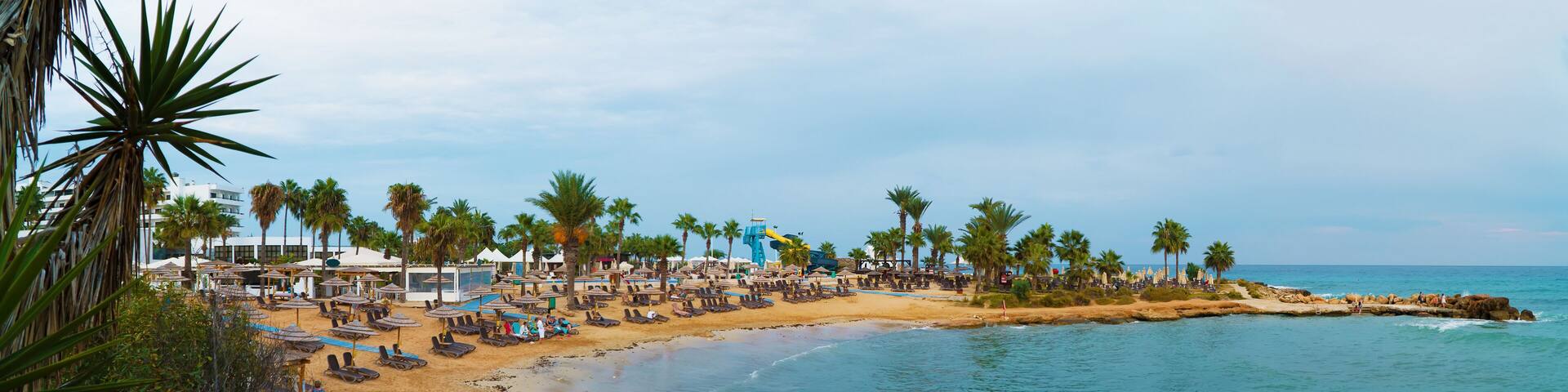 Beautiful view of Latchi Adams Beach in Ayia Napa, Cyprus.
