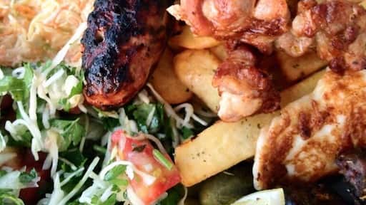 Neromylos Coffee Shop, Steni village, nr Polis, Cyprus. Mixed kebab platter for two - well worth a visit!