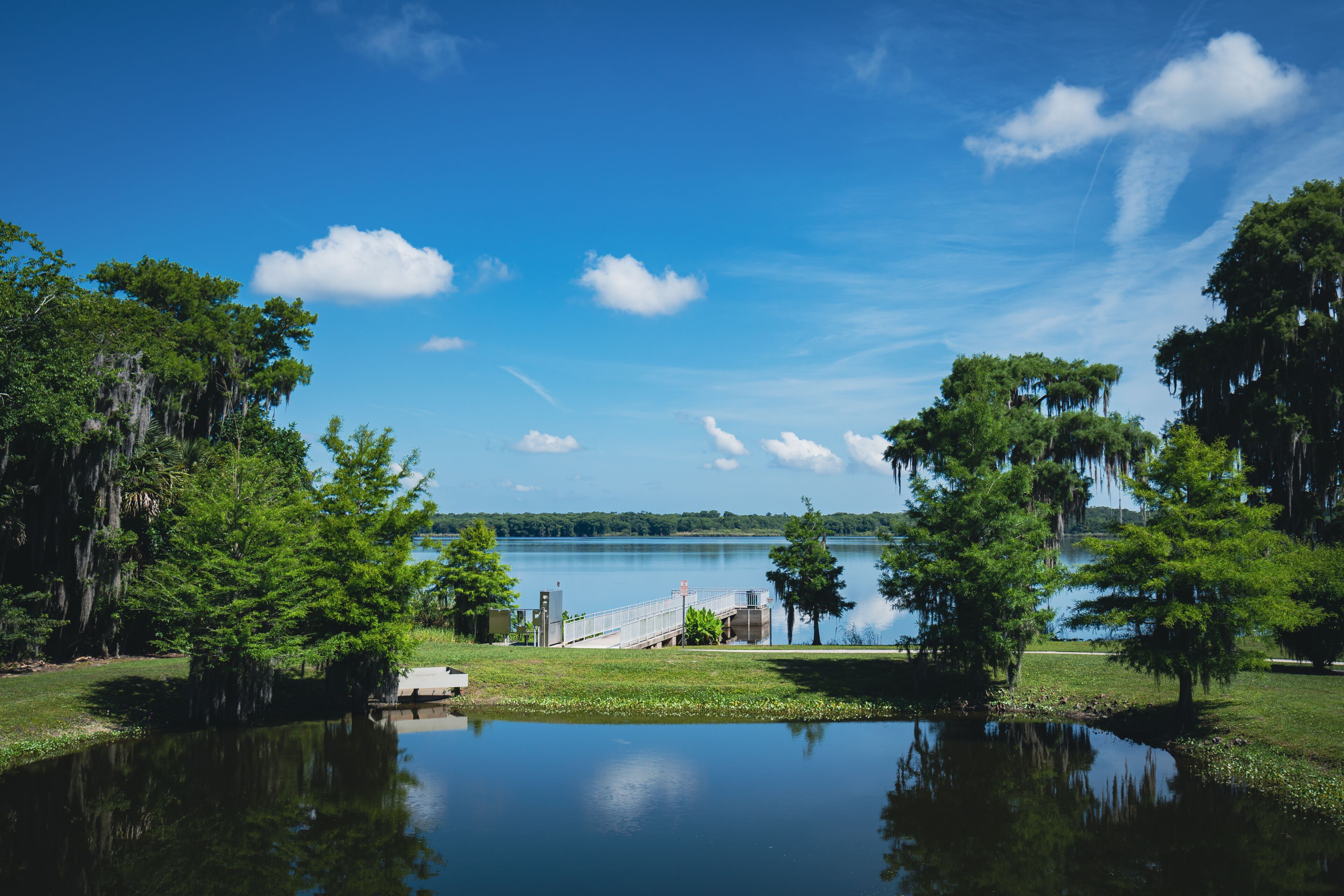 Central Winds Park on Lake Jesup in Winter Springs, a town within Metro Orlando, Florida