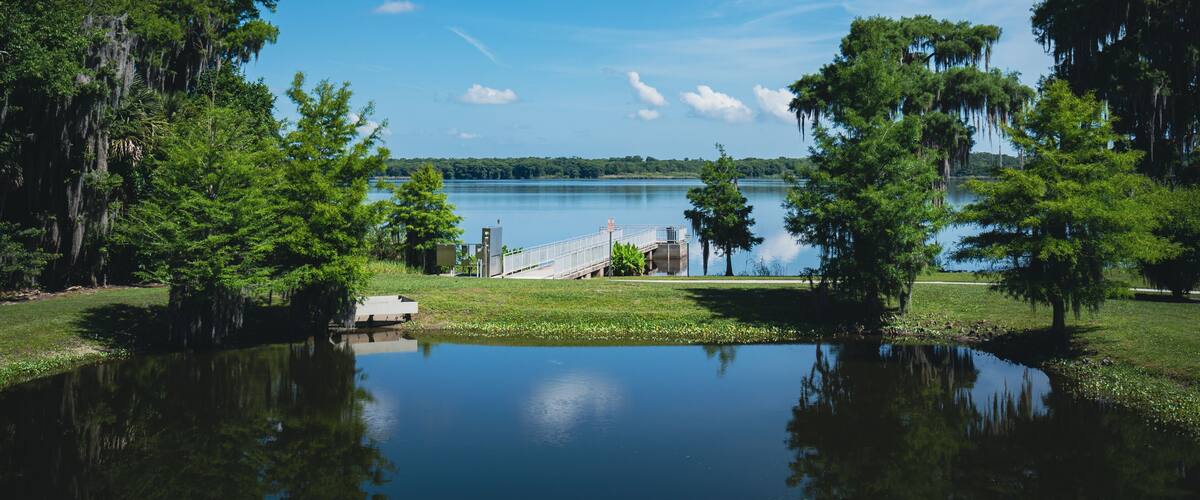 Central Winds Park on Lake Jesup in Winter Springs, a town within Metro Orlando, Florida