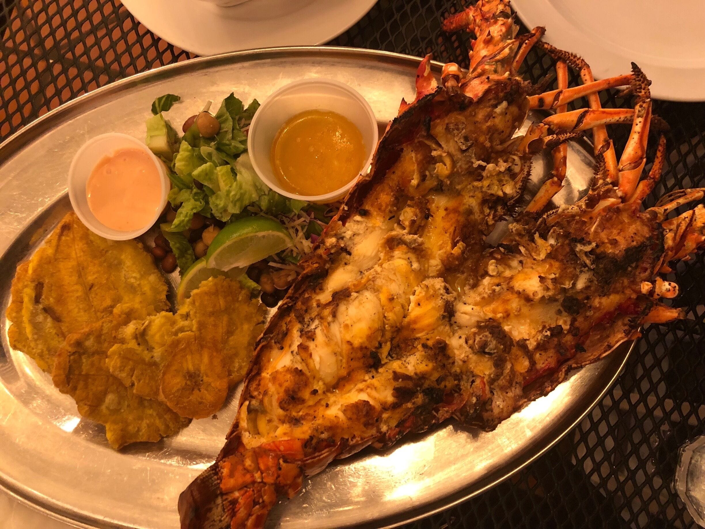 The most delicious Caribbean lobster with tostobes! If you are nearby this is a must go!
