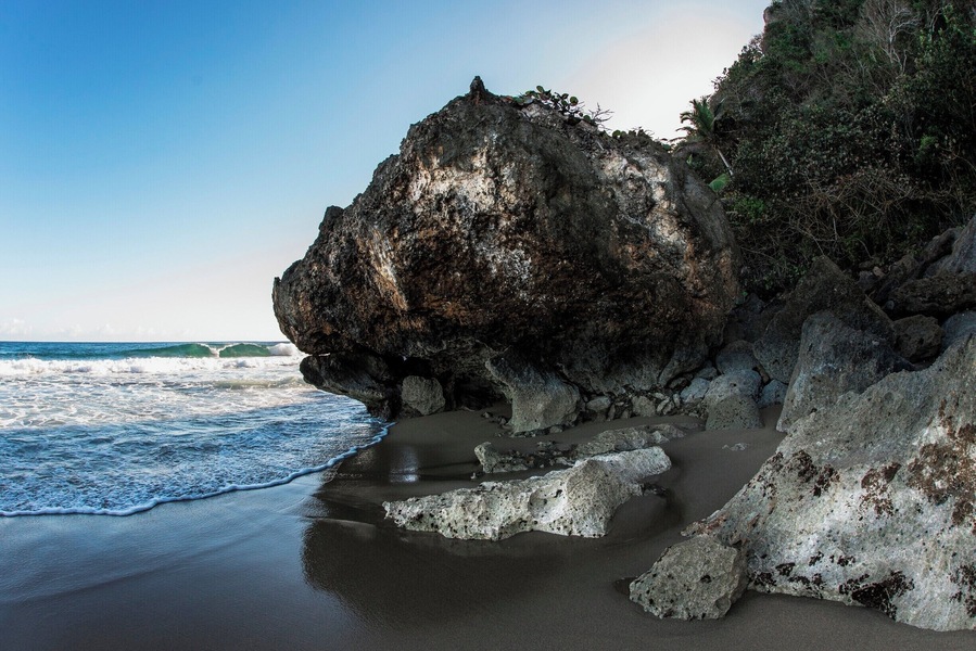 Cobra head wave on secluded beach in Quebradillas, Puerto Rico.