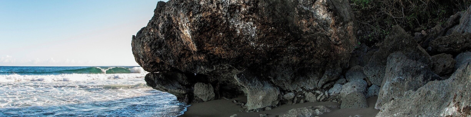 Cobra head wave on secluded beach in Quebradillas, Puerto Rico.