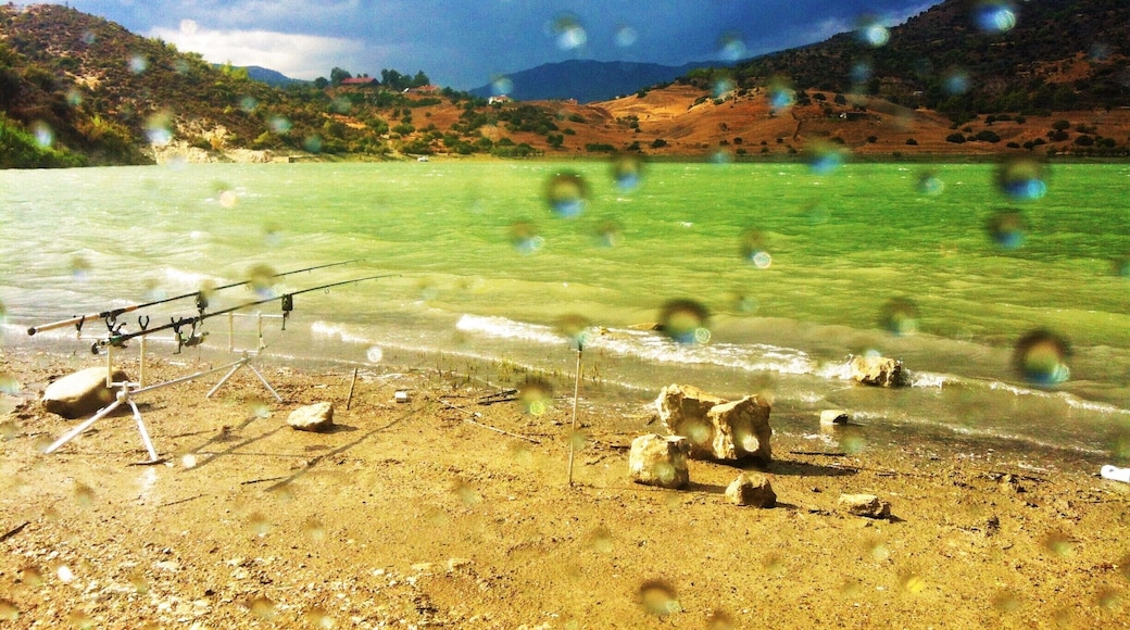 Fishing in a rainy day