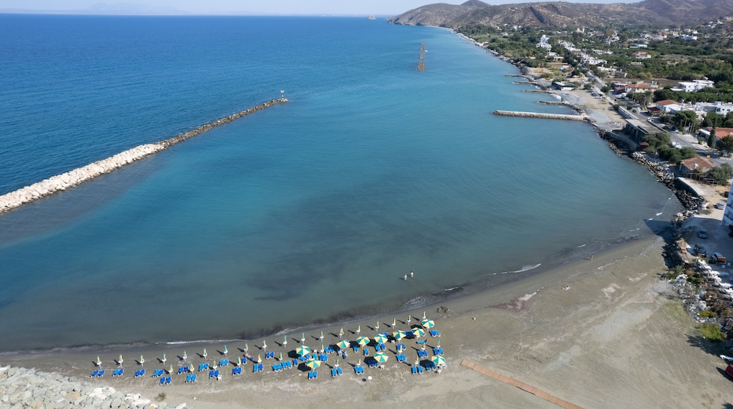Aerial view, drone photograph of the coastline of Pano Pyrgos village in Cyprus