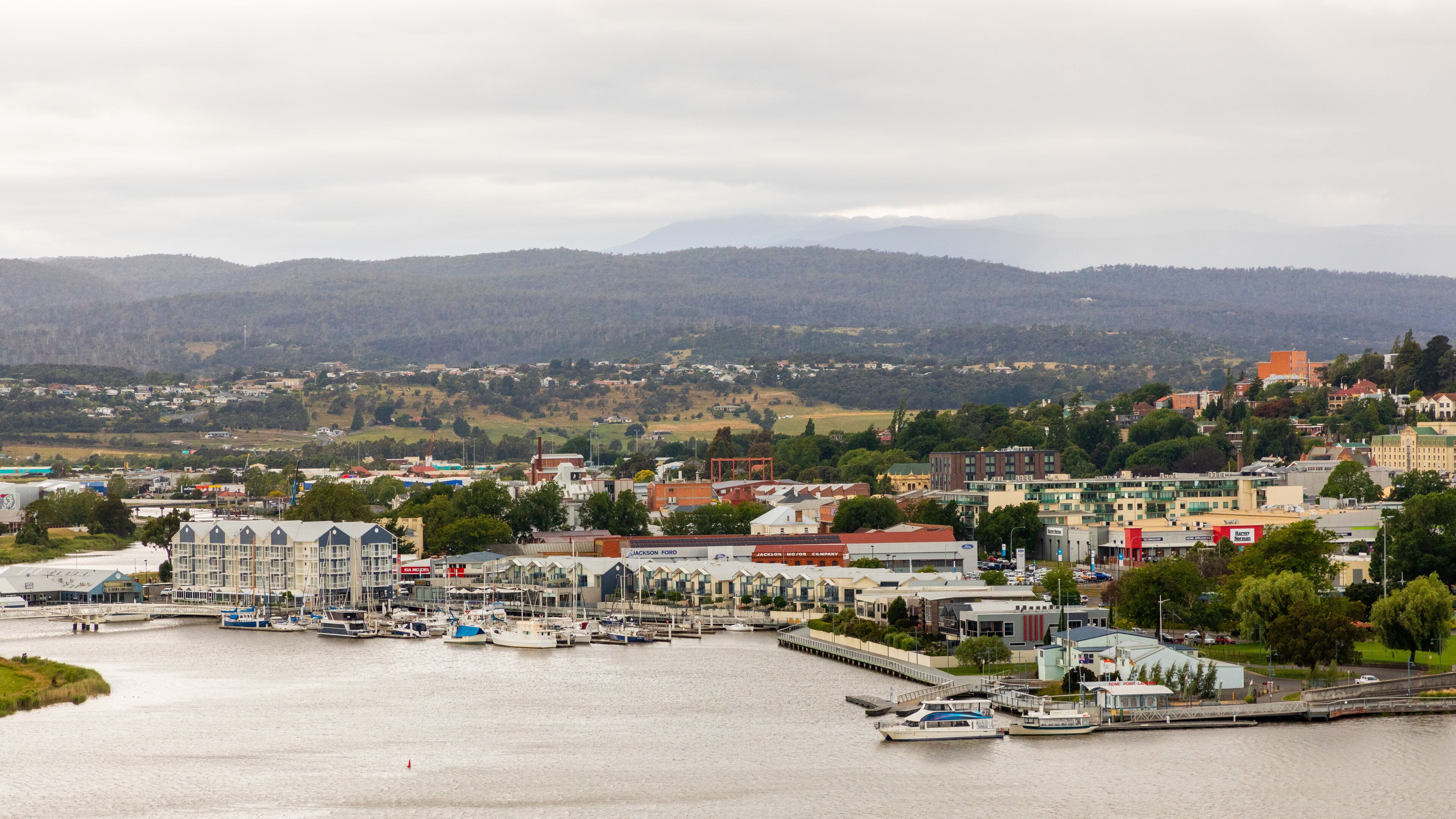 Trevallyn which includes a bay or harbor and landscape views