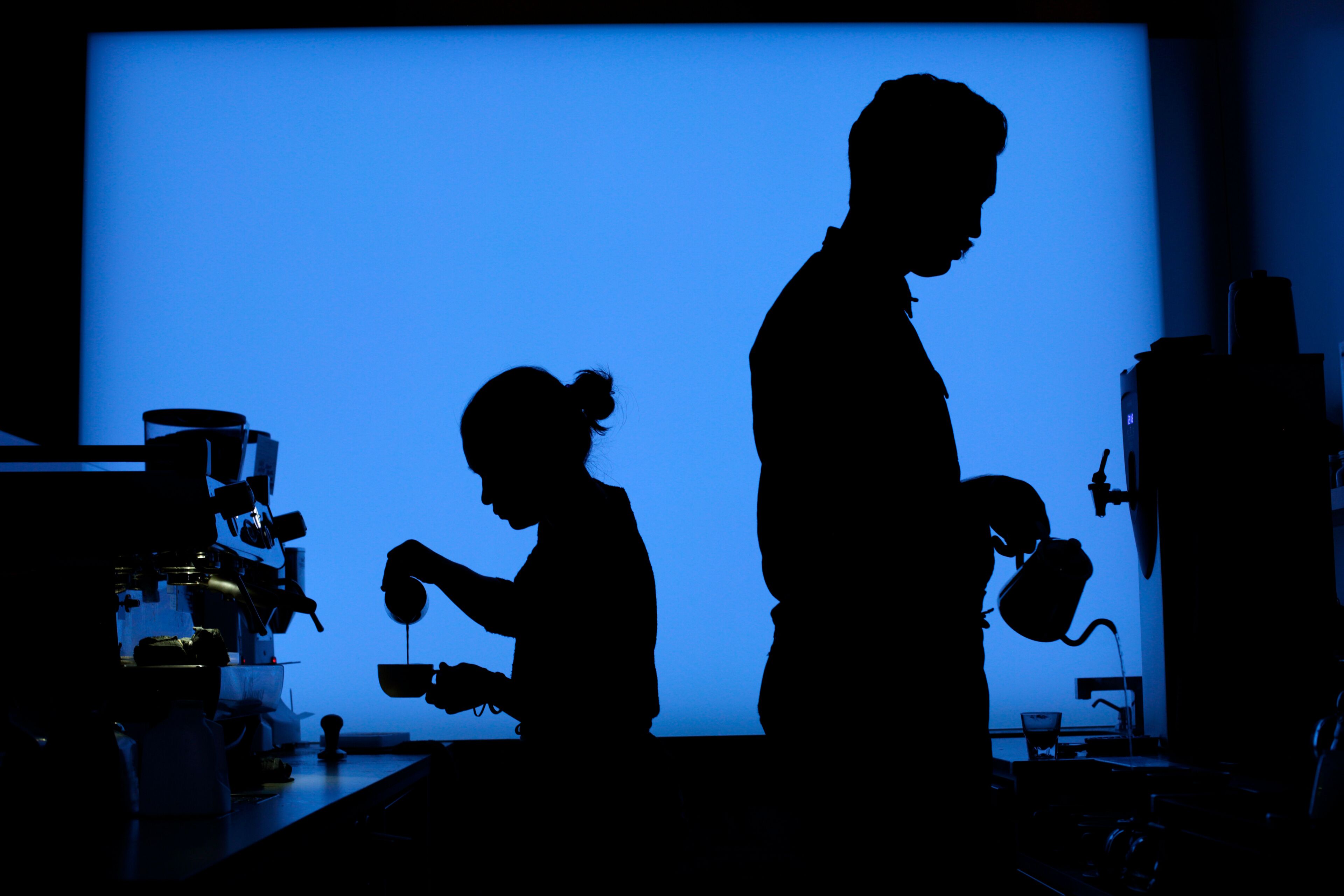 Baristas preparing coffee, Dean Street, Boerum Hill, Brooklyn, New York City, USA
