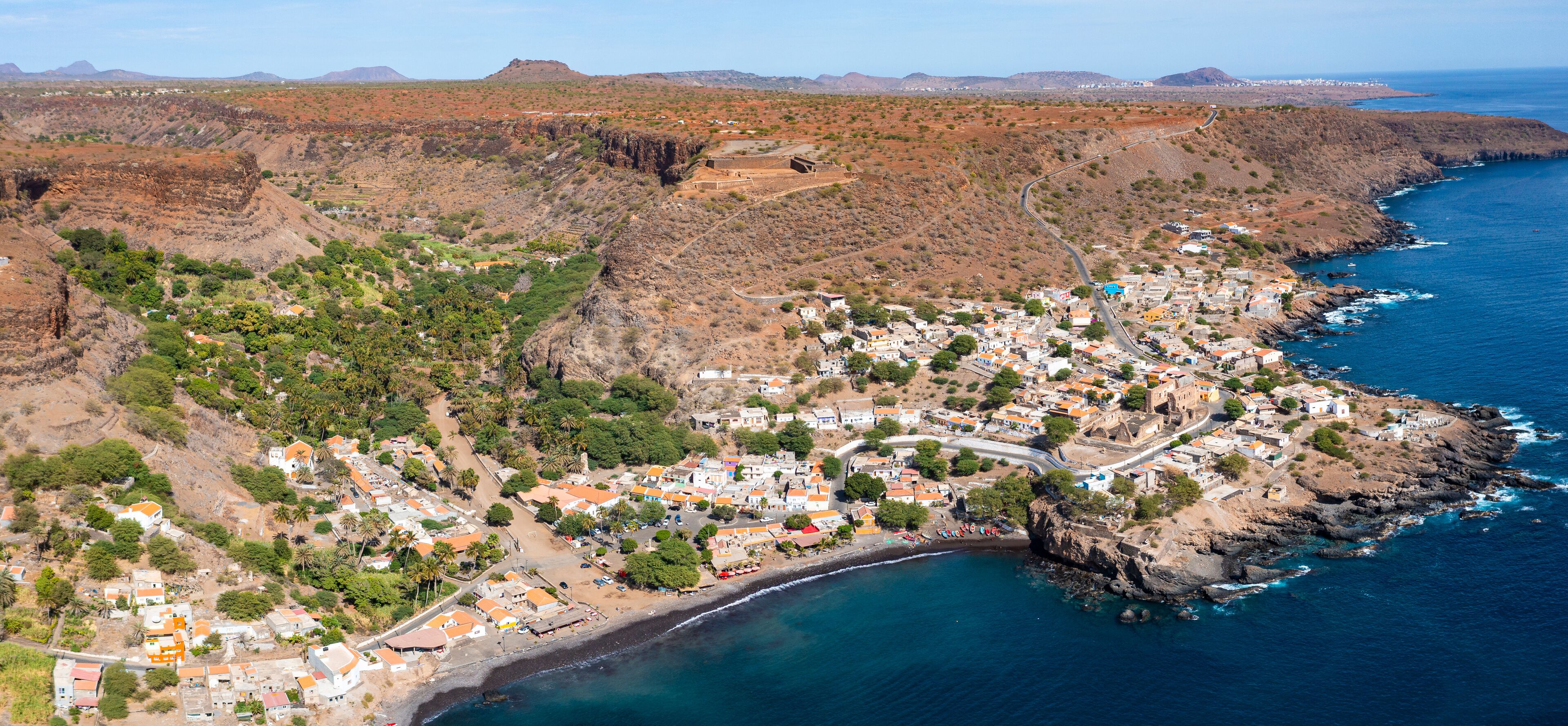 Aerial view Cidade Velha city  in Santiago - Cape Verde - Cabo Verde