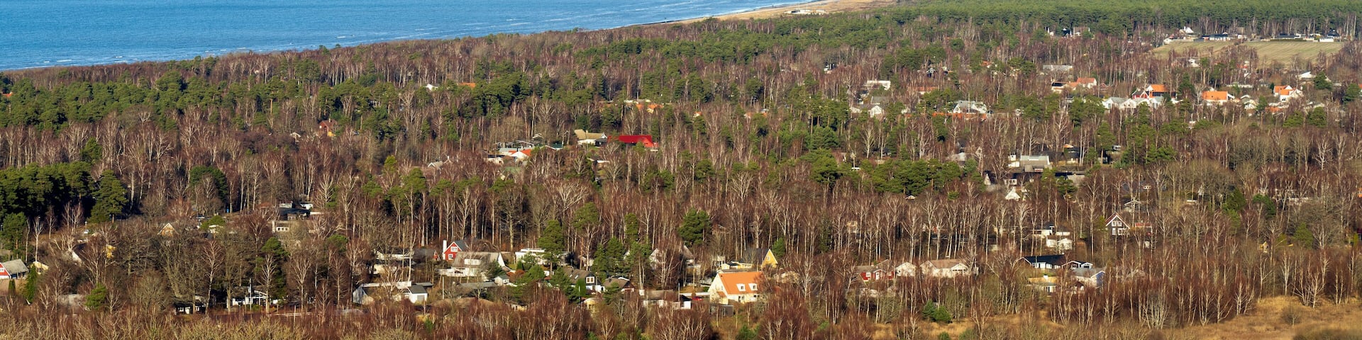 Panoramic view over Laholm Bay (Laholmsbukten) from The Bjare Peninsula in south Sweden.