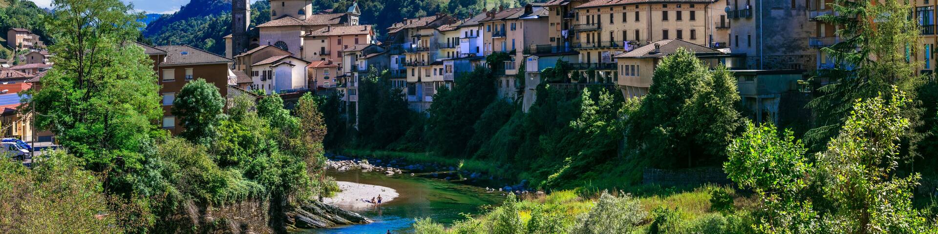 Italy's most beautiful villages - San Giovanni Bianco situated on river Brembo and surrounded by Alps mountains, Bergamo province