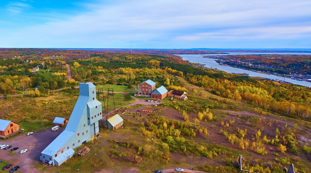 Old Abandoned Building Stone Walls Aerial Quincy Mines