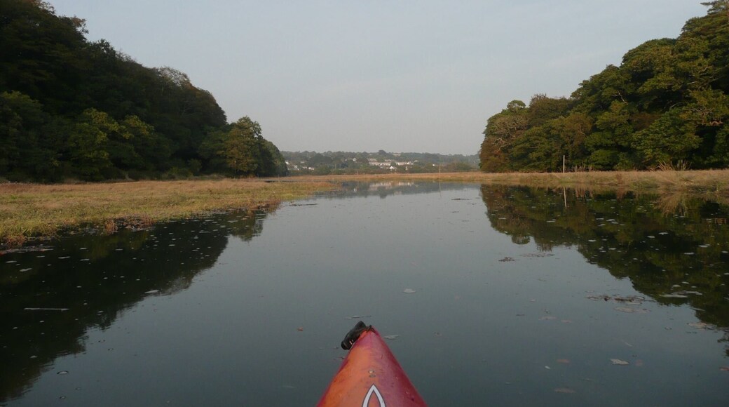 Paddling down the river from the Norway Inn towards Devoran.