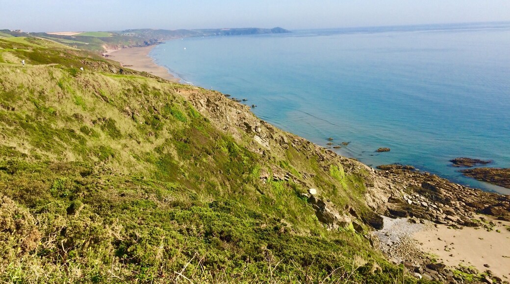 Looking towards Whitsand Bay from hole 5 on the golf course. Tremendous views but a long way down to retrieve lost golf balls.