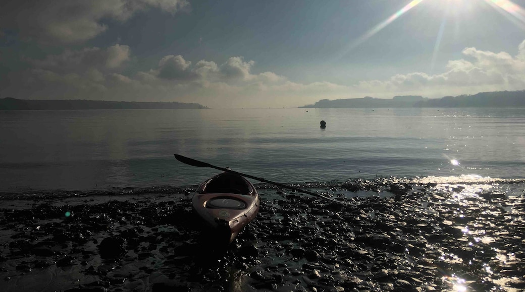 Loe Beach 27th December. Much as I love the summer, this beach is really busy then. On this day there were few people, few boats, and water like a mirror. Good for the soul.