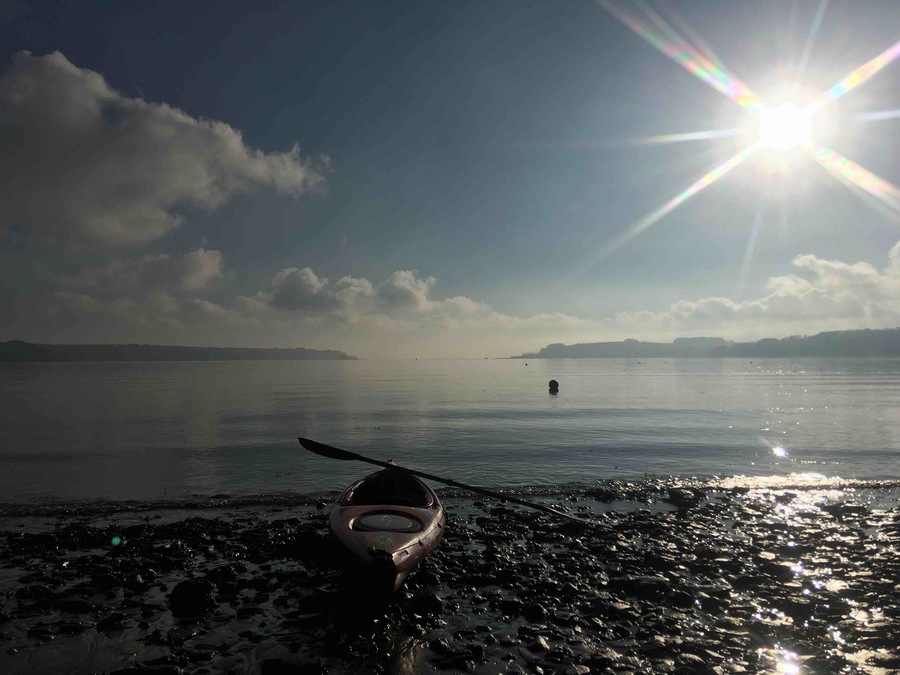 Loe Beach 27th December. Much as I love the summer, this beach is really busy then. On this day there were few people, few boats, and water like a mirror. Good for the soul.