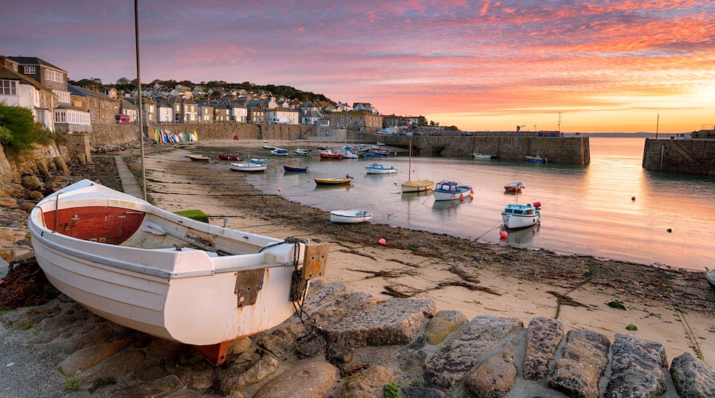 Stunning sunrise over fishing boats at Mousehole near Penzance in Cornwall; Shutterstock ID 497600893; purchase_order: SP-1332 HA Batch 2 August 2018; Order: ; client: HomeAway; other: To be paid with