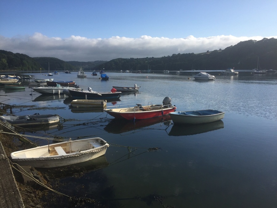 Early morning sun on River Fowey from tucked away quaint village of Golant