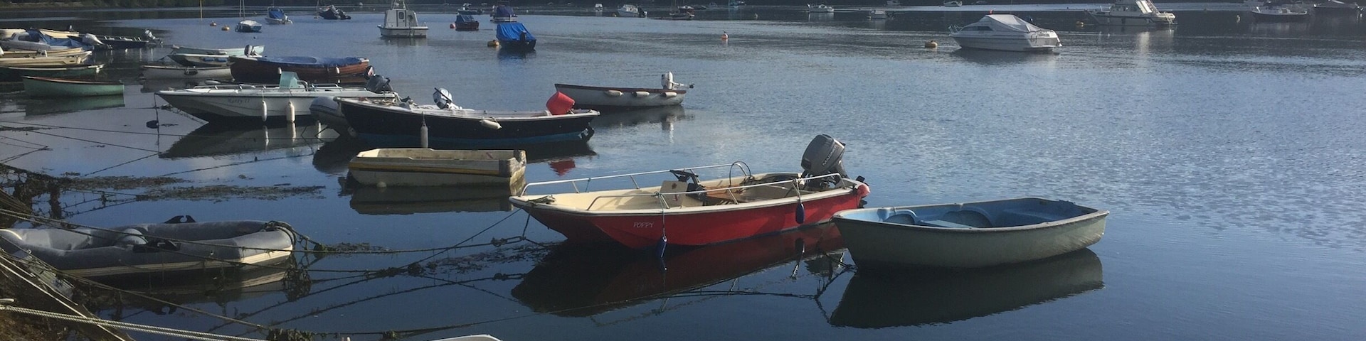 Early morning sun on River Fowey from tucked away quaint village of Golant