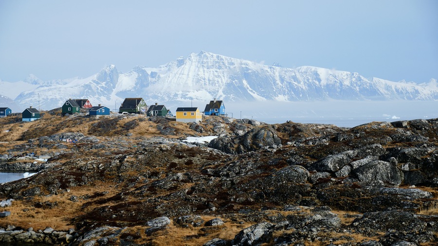 Many different colored houses. Small colored houses, Alluitsup Paa, Greenland