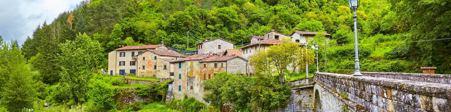 View of the Castel San Niccolò, in Tuscany, Italy.