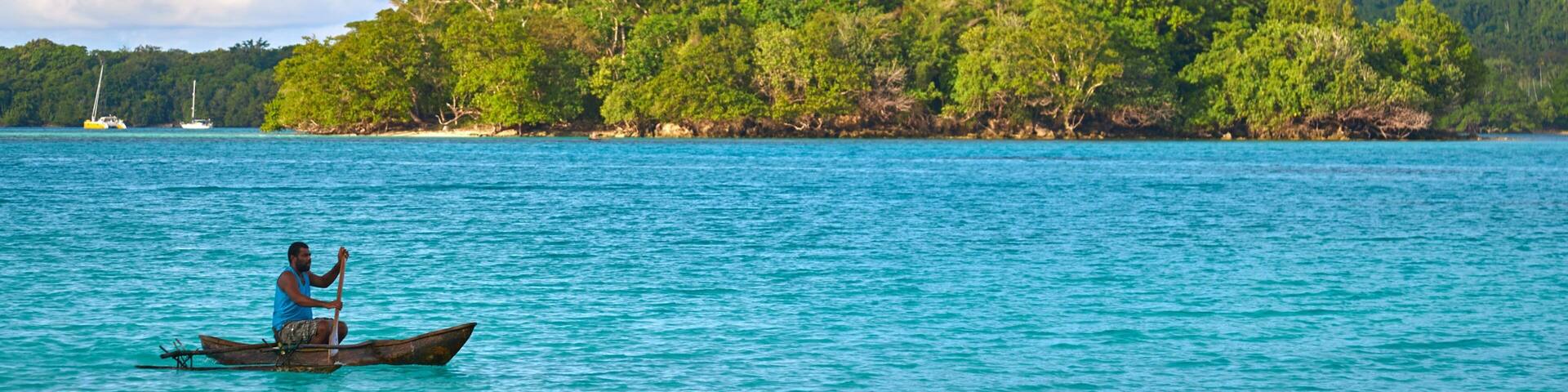 Port Olry showing tropical scenes, general coastal views and kayaking or canoeing