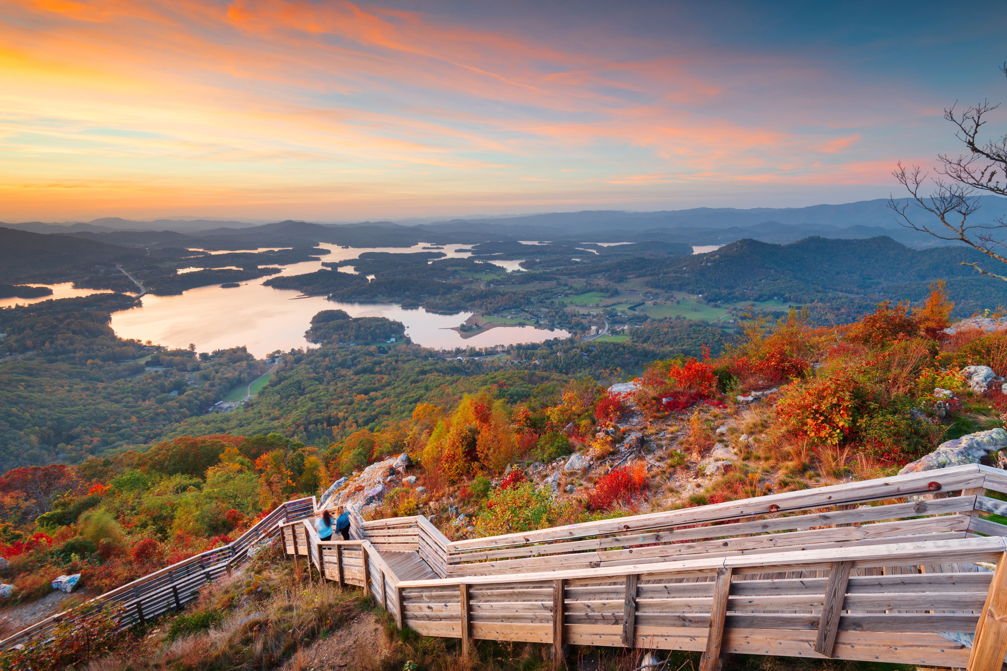 Hiawassee, Georgia, USA landscape with Chatuge Lake in Autumn