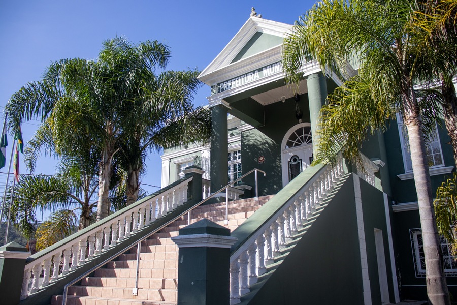 Historic public building of the city hall of Campo Alegre, SC, Santa Catarina Brazil Brasil