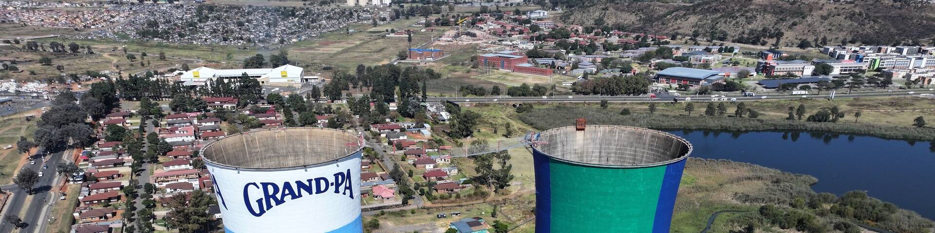 Soweto Towers At Johannesburg In Gauteng South Africa. Orlando Towers. Tourism Landmark. Johannesburg At Gauteng South Africa. High Rise Towers Landscape. Travel Attraction.