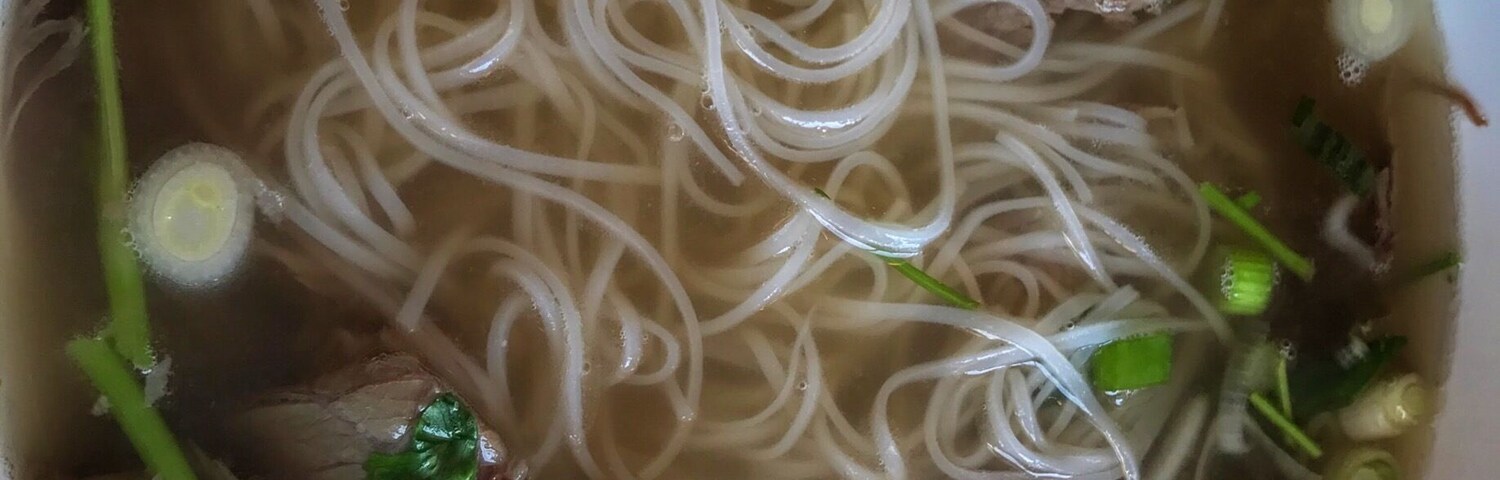 Uma tigela de sopa de macarrão com carne bovina e legumes.