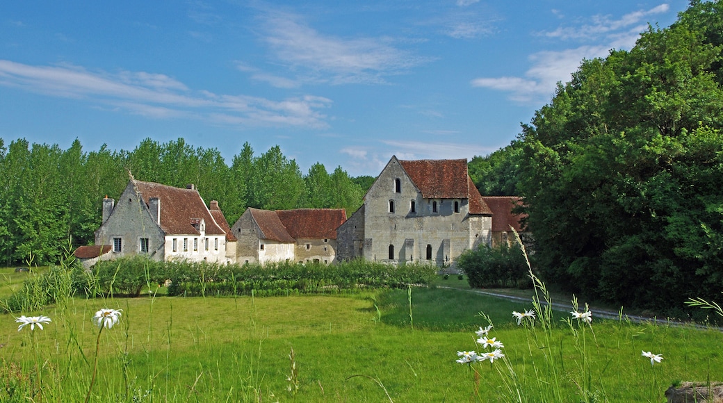 Chemillé-sur-Indrois (Indre-et-Loire) La Corroirie. Fief féodal, seigneurie et monastère des frères chartreux, à l'orée de la forêt de Loches. Ancienne dépendance de la Chartreuse du Liget, à 800 mètres de celle-ci en suivant le ruisseau du Liget vers l'aval, en dessous d'un étang, la Corroirie est lieu féodal de la Chartreuse et refuge des religieux en cas de troubles. Afin de préserver la tranquillité des pères chartreux, leur domaine de plus de 1500 hectares, était administré depuis la Corroirie par le père procureur et les frères chartreux. Son pont-levis, ses douves et ses fortifications en font une place forte. Une des portes est intacte, reconstruite au XVe siècle, elle se présente sous la forme d'une tour carrée, pourvue d'un chemin de ronde protégé par des mâchicoulis, percée d'une porte et d'une poterne autrefois défendues par des ponts-levis. La chapelle date de des XIIe-XIIIe siècles, mais elle a été surélevée au XVe siècle de deux étages, dont le premier est muni de meurtrières. Elle comprend une nef à deux travées prolongée par une abside à quatre pans. Elle conserve l'allure militaire de l'ensemble, mais est dans style Plantagenet à l'intérieur. Elle comprend une nef à deux travées prolongée par une abside à quatre pans. La prison est une tourelle isolée des autres bâtiments. Son unique accès se faisait par une porte percée à l'étage, la cellule se trouvant au rez-de-chaussée.