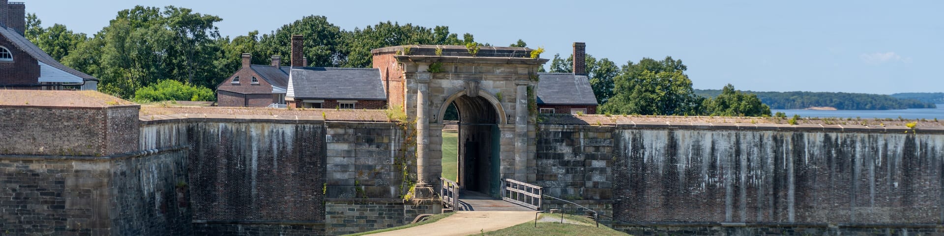 Fort Washington Park, in Fort Washington, Maryland. Historic defensive fort protecting Washington D.C., overlooking Potomac River. National Park Service, National Capital Parks-East. Gatehouse.