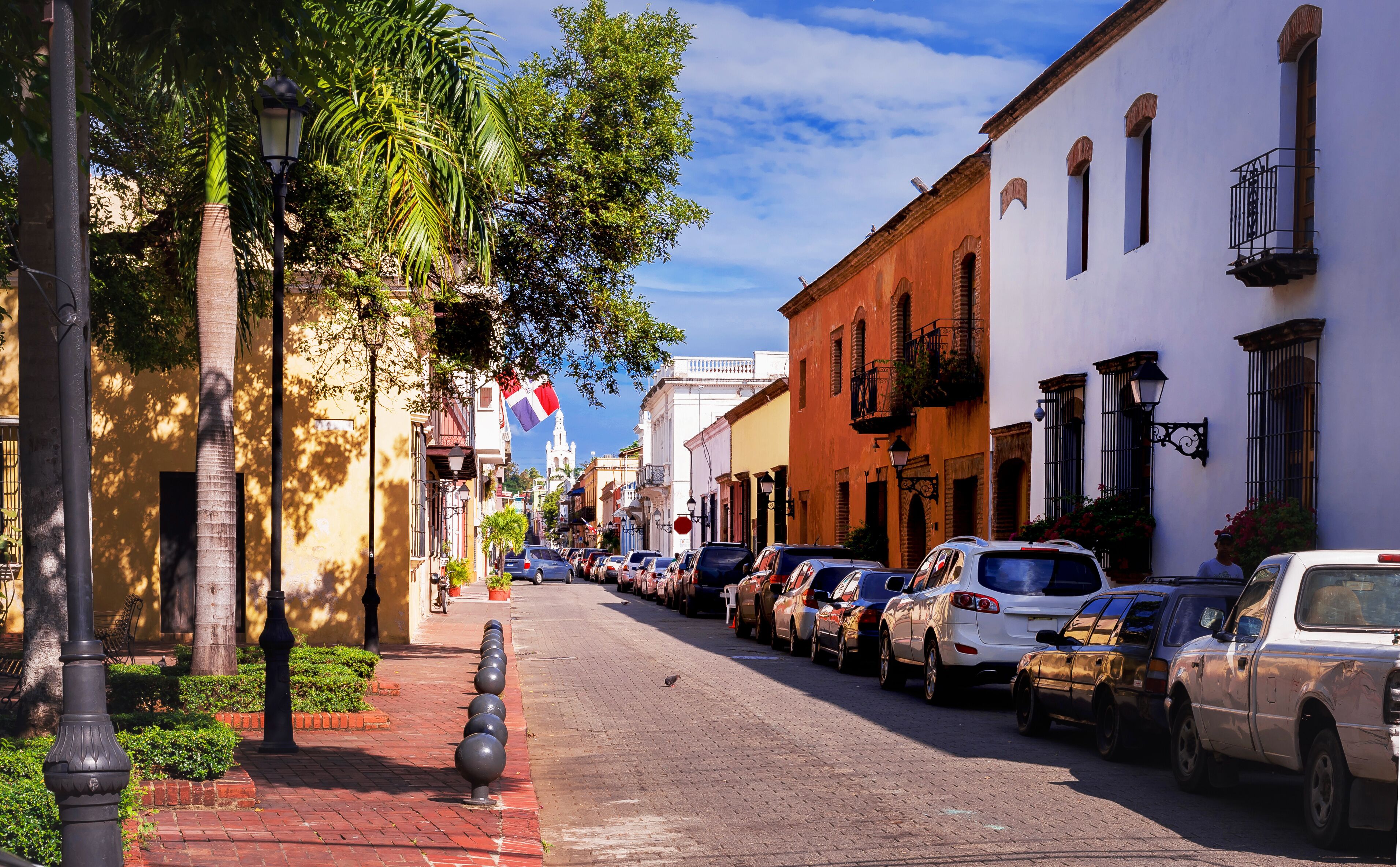 narrow clean streets of the Caribbean tourist mecca Santo Domingo