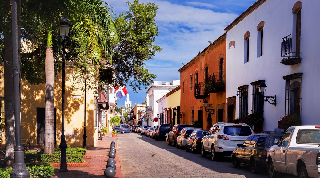 narrow clean streets of the Caribbean tourist mecca Santo Domingo