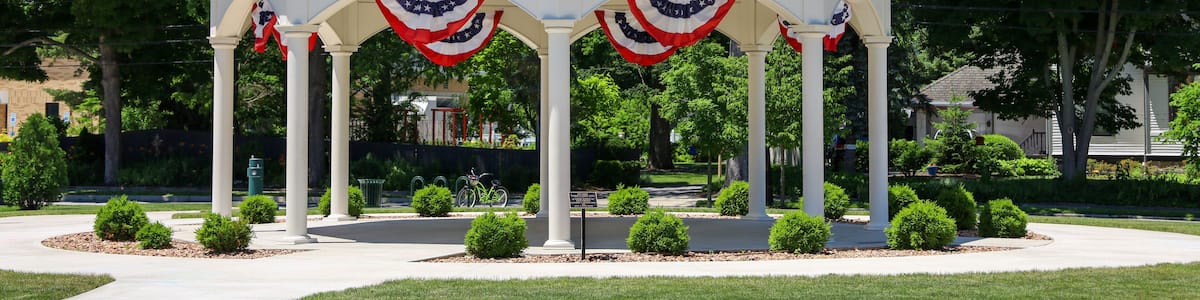 The gazebo at Wooster Green in Bowling Green, Ohio. BG Community park.