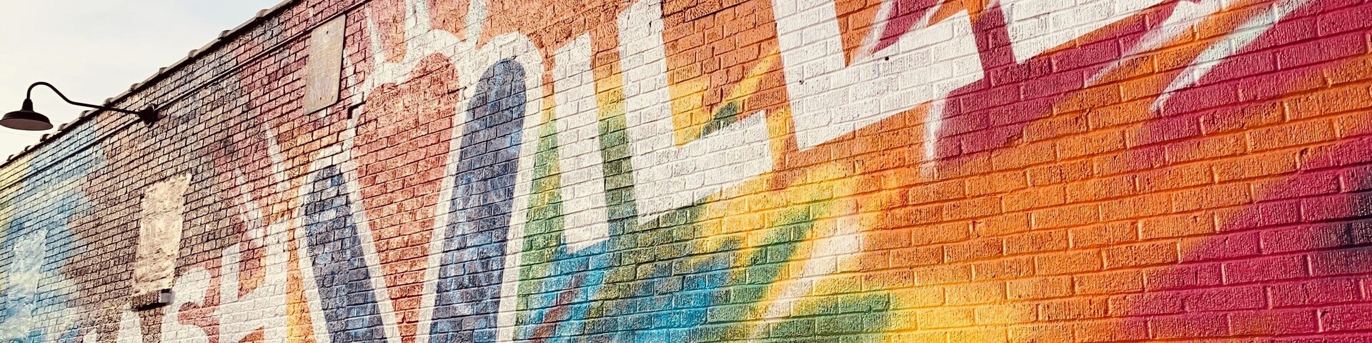 12 South neighborhood of Nashville, easy walking with about 5-6 murals in close proximity - rest and refresh at a variety of restaurants or coffee shops...