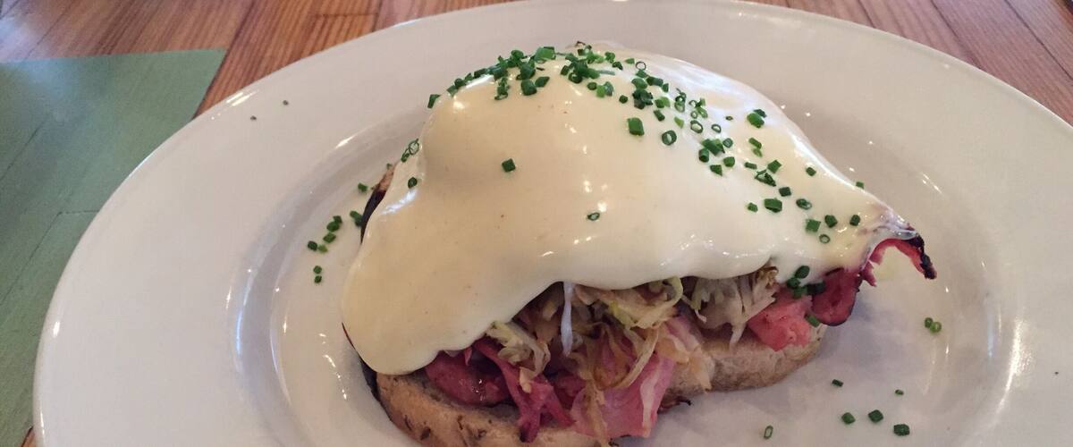 Beef tongue eggs Benedict: to die for! One of the best gems in music city