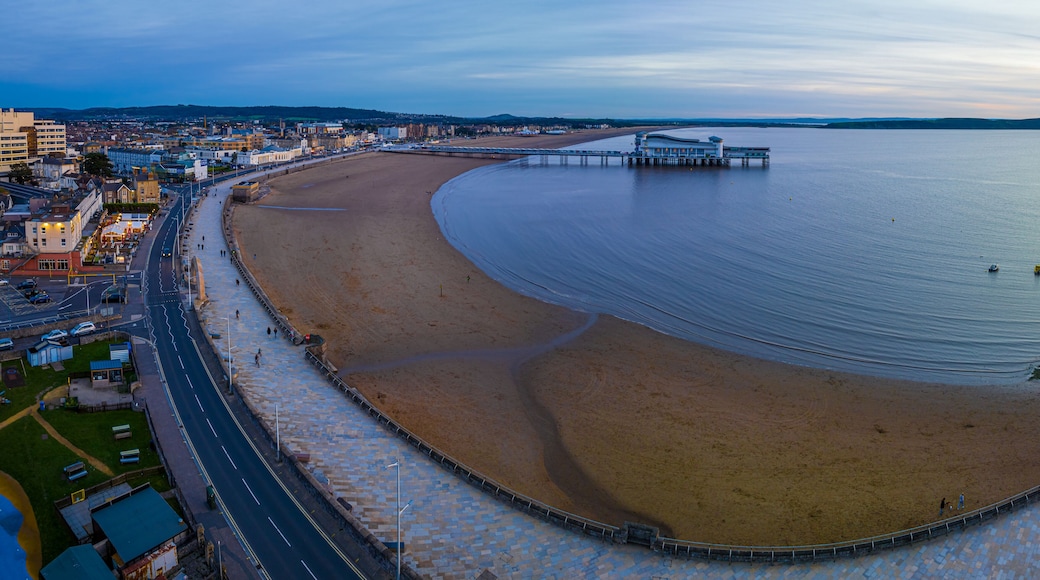 Aerial view of Weston-super-Mare, a seaside town in the North Somerset, England.
