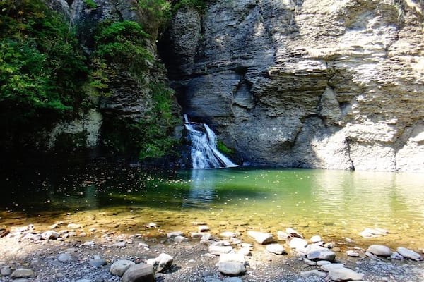 Mine Kill State Park is named for Mine Kill Creek, which runs through a narrow gorge in the park and features a 80-foot waterfall.