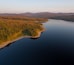 New Hampshire aerial foliage scene over Lake Francis in the town of Pittsburg.