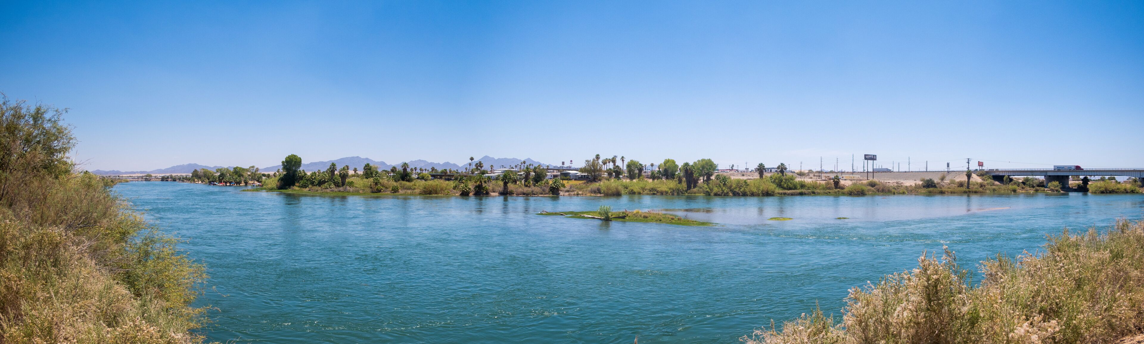 Panorama of The Colorado River at Blythe, California, looking at the River from the West Bank 