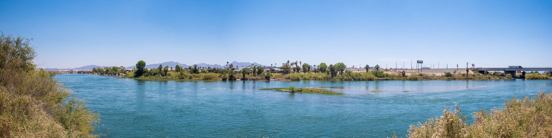 Panorama of The Colorado River at Blythe, California, looking at the River from the West Bank