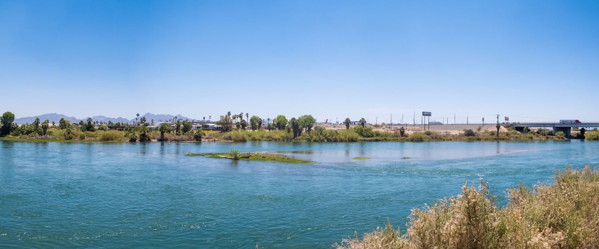 Panorama of The Colorado River at Blythe, California, looking at the River from the West Bank