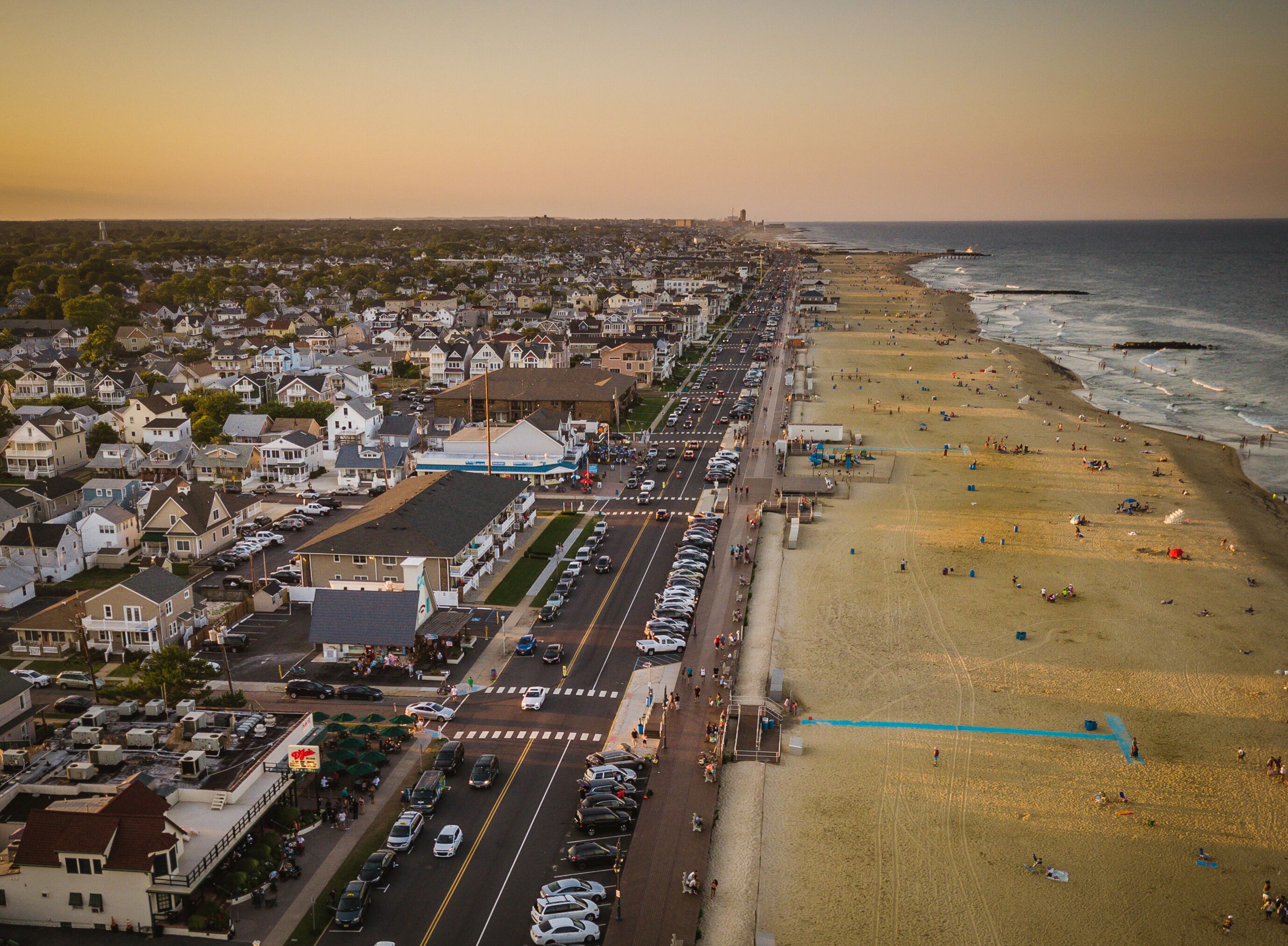 Aerial of Belmar sunset
