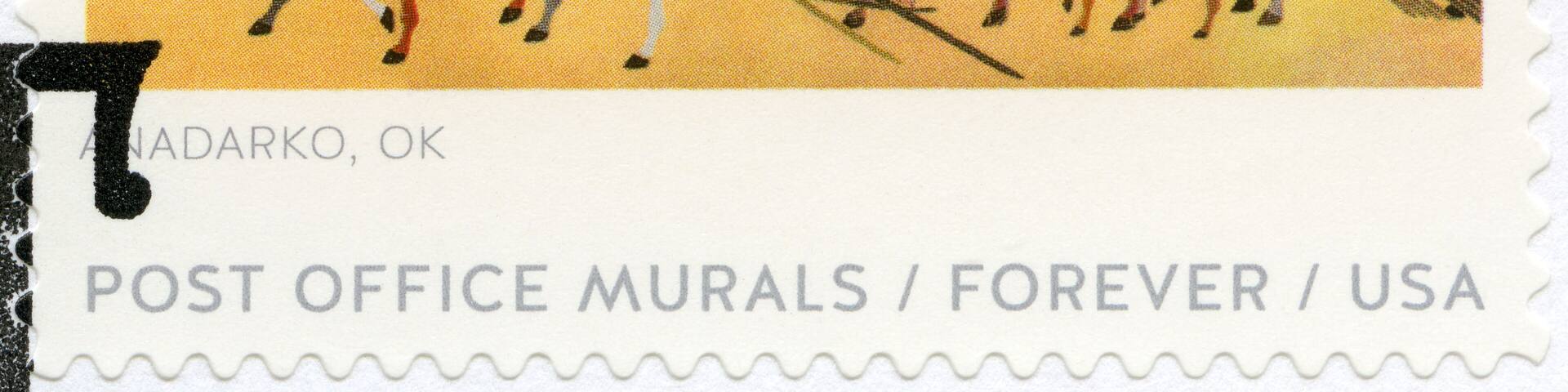 USA - 2019: shows Kiowas Moving Camp, Anadarko, Oklahoma, Post office murals, 2019